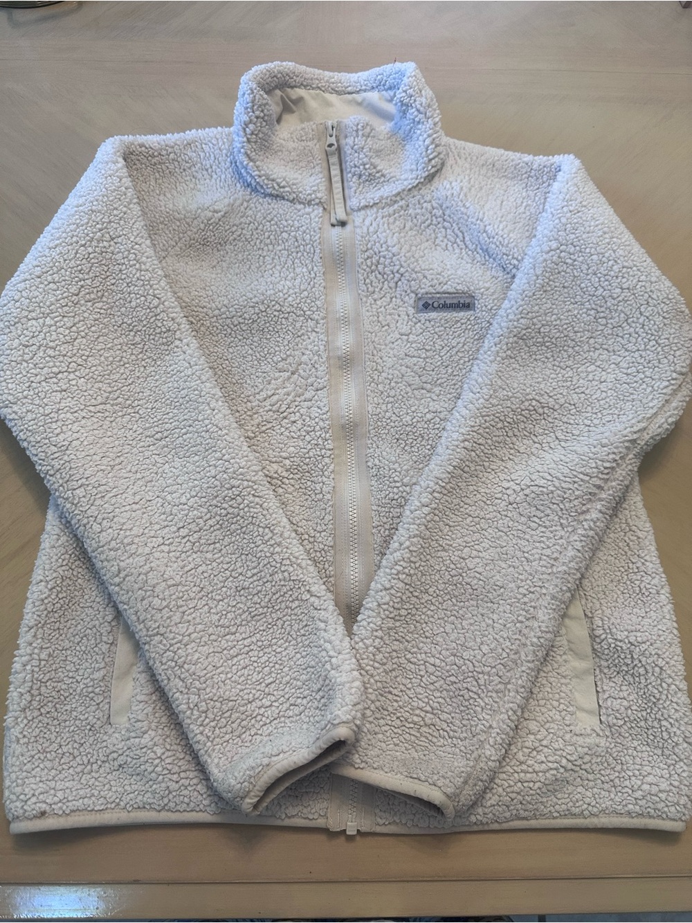 Columbia Creme Teddy Bear Fleece Zip Up Sweater Jacket Women’s Size S